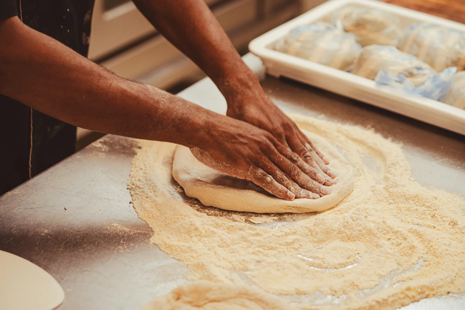 Kneading dough by hand